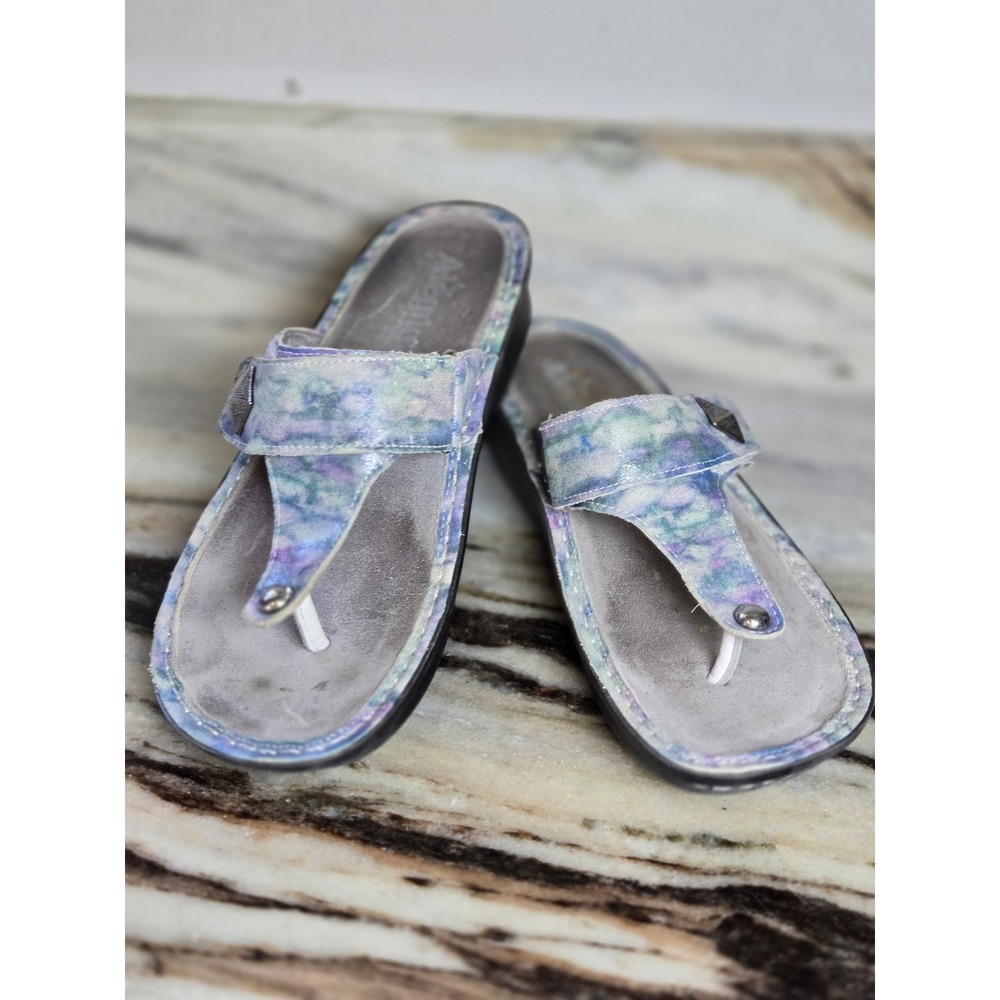 Alegria PG Lite Iridescent Watercolor Thong Sandals Blue Purple Green Womens 39